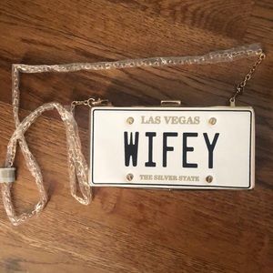 Wifey license plate aldo bag